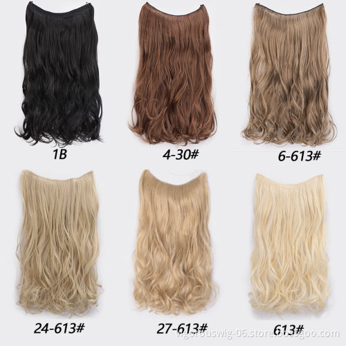 Vigorous Invisible Wire in Hair Extensions Secret Fish Line Hairpieces Long Wavy Straight Real Natural Synthetic
